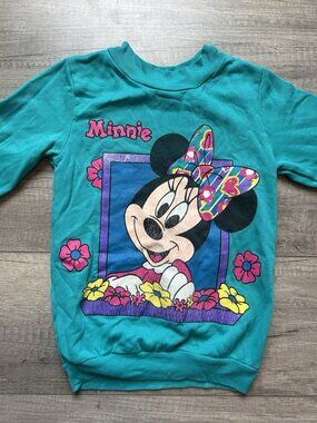 Vintage Disney Girls Mickey Minnie Mouse Size 6X Sweatshirt Pullover Kids Blue